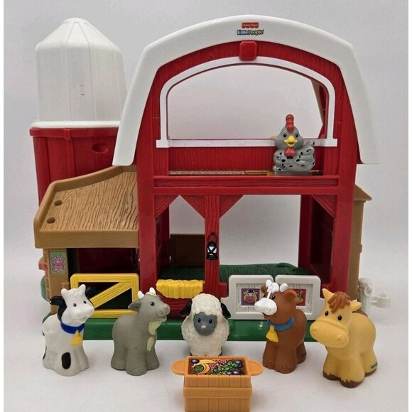 Fisher Price Little People Animal Sounds Farm Barn Silo Playset Animals Works EU - Picture 1 of 15